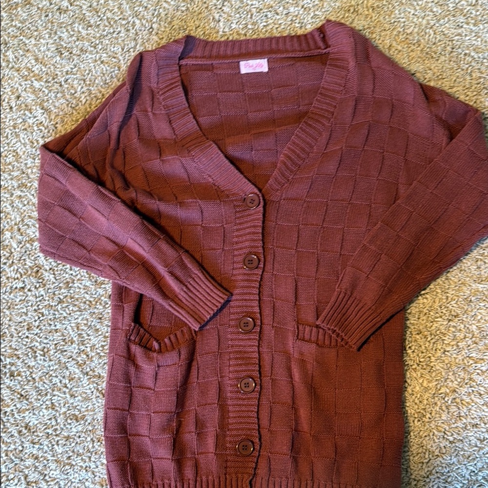 Pink Lily Brown Cardigan Sweater